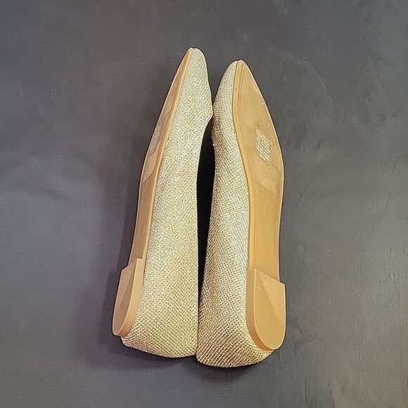 EXPRESS GOLD GLITTER EMBROIDERY POINTED TOE SLIP-ON WOMEN"S FLAT - Picture 16 of 16